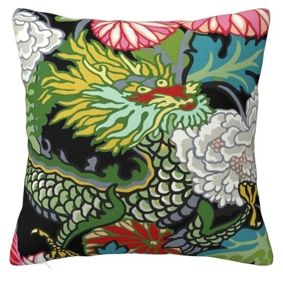 Pillow Covers Throw Decor 18X18 Only Japanese Dragon Set 2  Asian Chinese - Picture 2 of 10